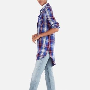 Plaid Print Button Front Tunic